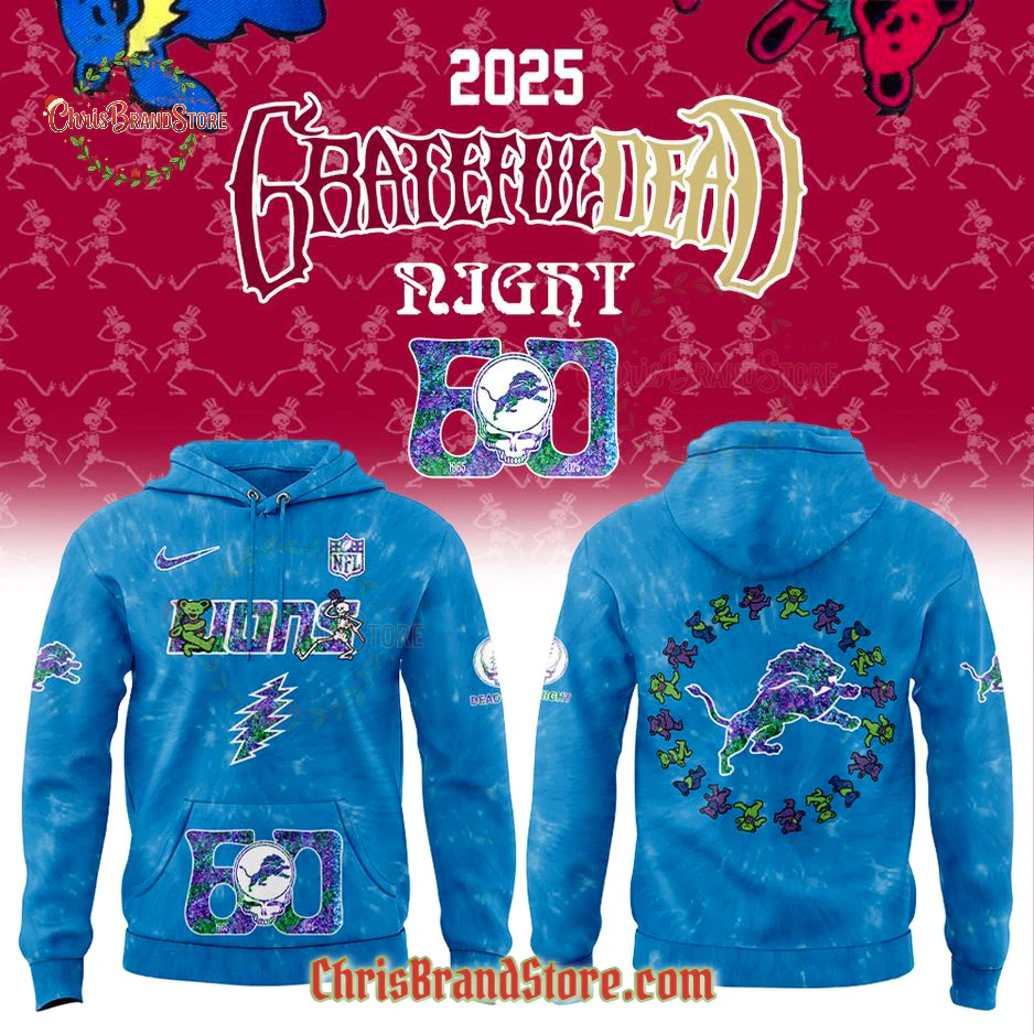 Detroit Lions Grateful Dead 60th Anniversary Limited Hoodie