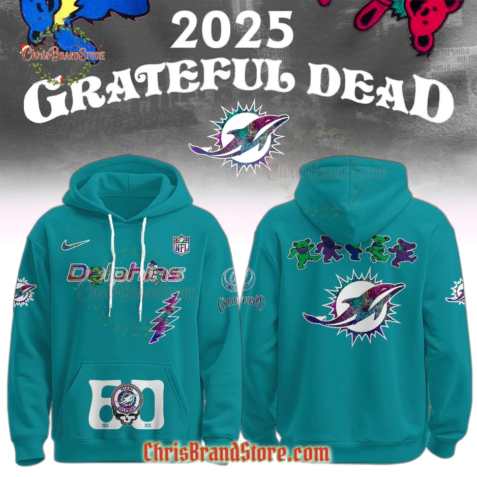 Miami Dolphins Grateful Dead 60th 2025 Hoodie