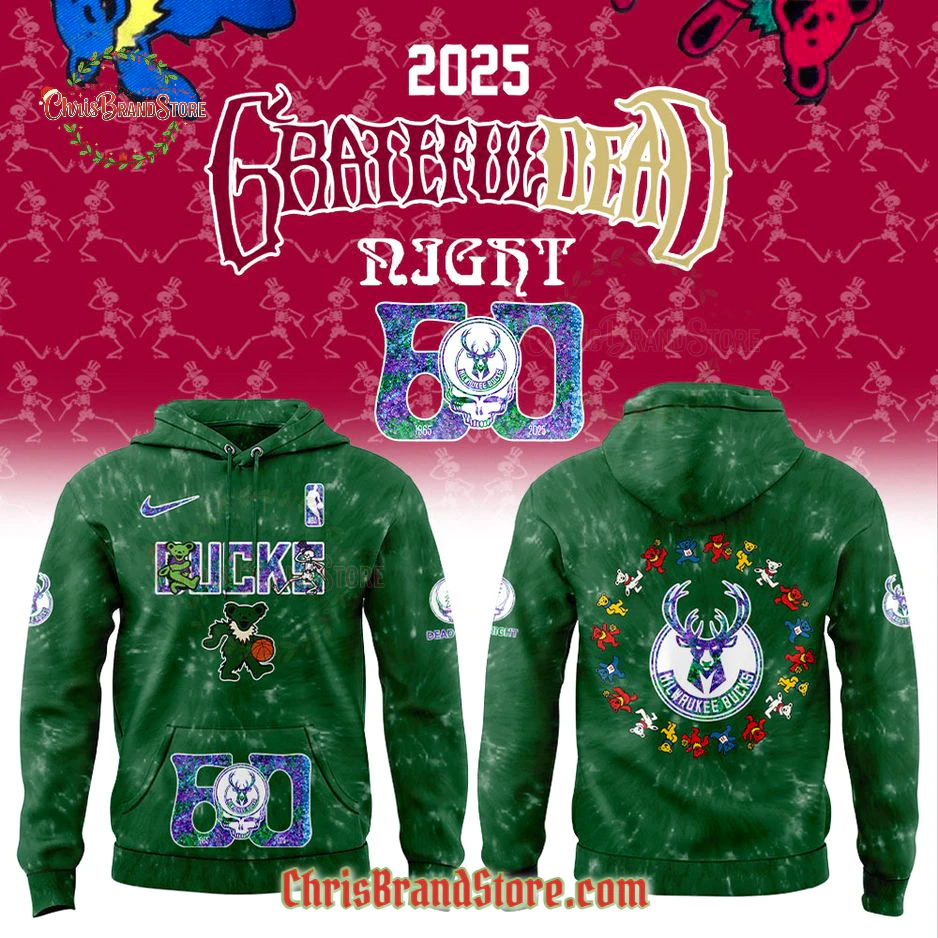 Milwaukee Bucks Grateful Dead 60th Anniversary Limited Hoodie