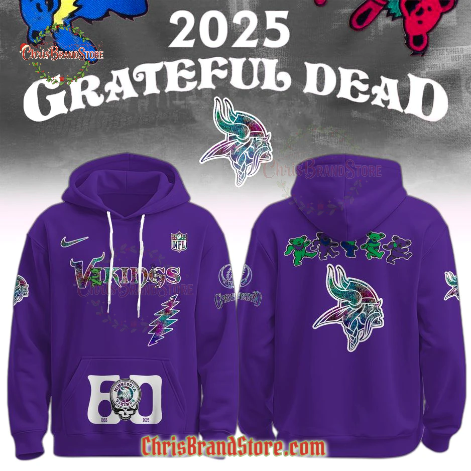 Minnesota Vikings Grateful Dead 60th 2025 Hoodie
