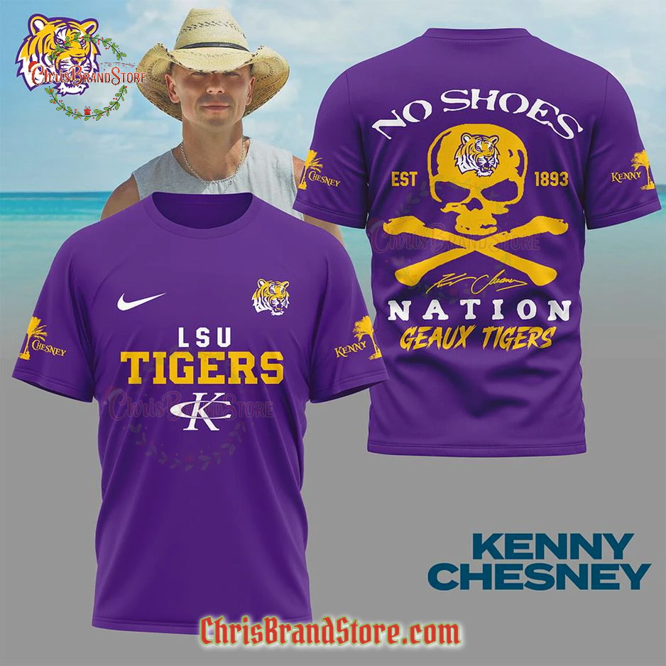 LSU Tigers x Kenny Chesney "No Shoes Nation" Geaux Tigers Fan 2025 New T-Shirt