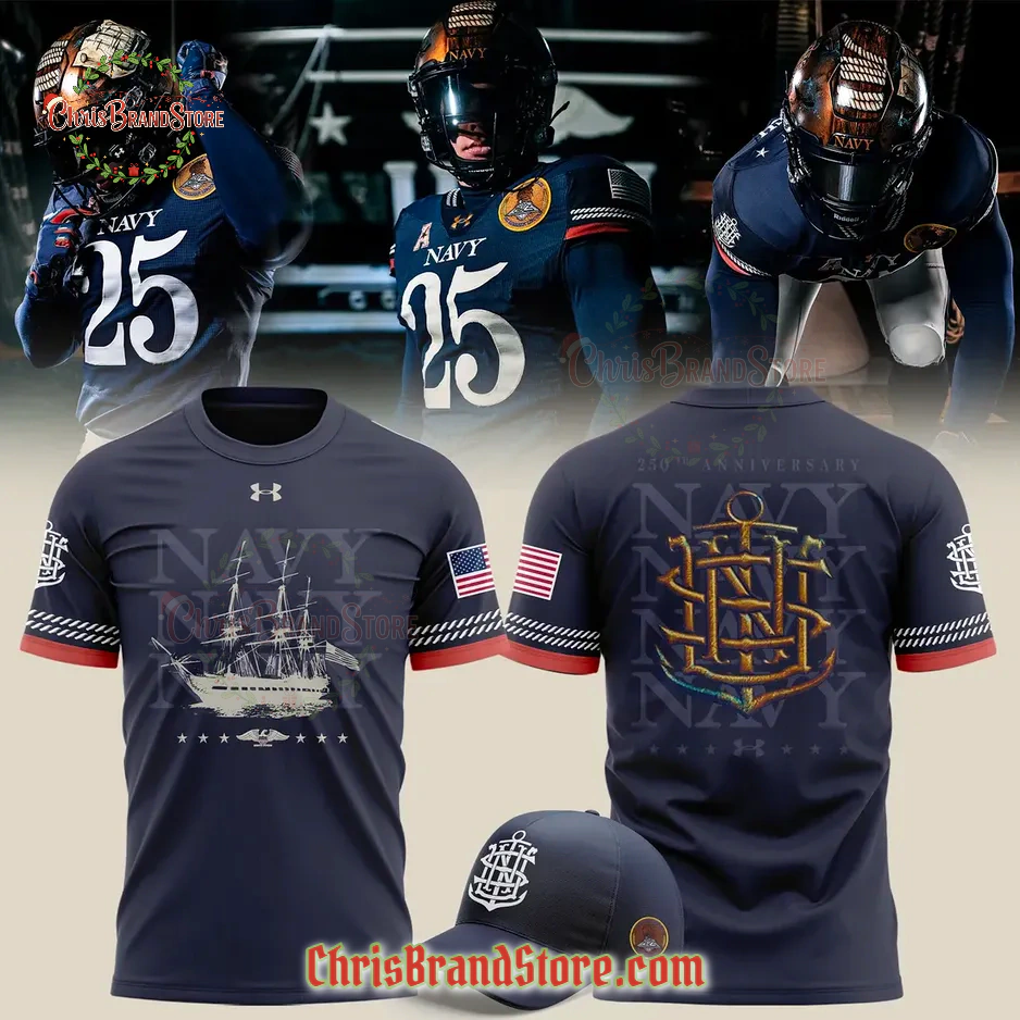 Navy Midshipmen Football 250th Anniversary 2025 Limited T-Shirt