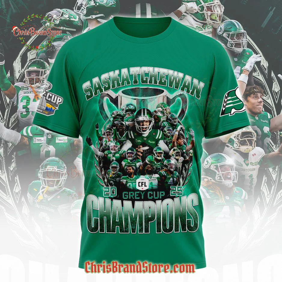 Saskatchewan Roughriders 2025 Grey Cup Champions T-Shirt, Hoodie