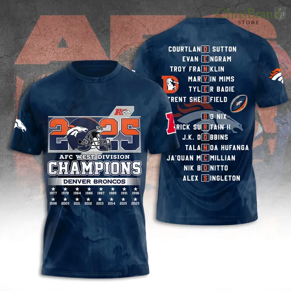 Denver Broncos 2025 AFC West Division Champions T-Shirt, Hoodie